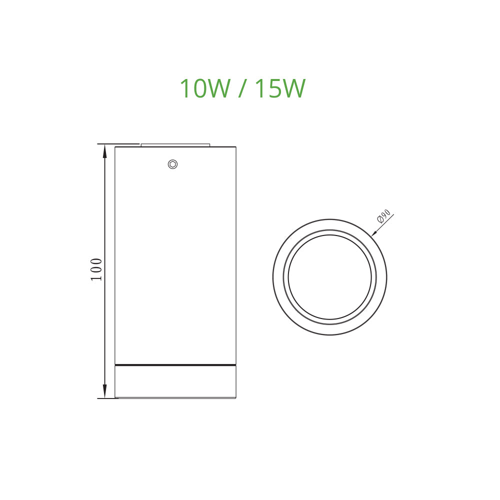 Crest 01 IP54 Black/White 10W/15W Ø90*100mm LED Cylinder Surface Mounted Spot Light (Downlight)