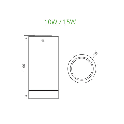 Crest 01 IP54 Black/White 10W/15W Ø90*100mm LED Cylinder Surface Mounted Spot Light (Downlight)