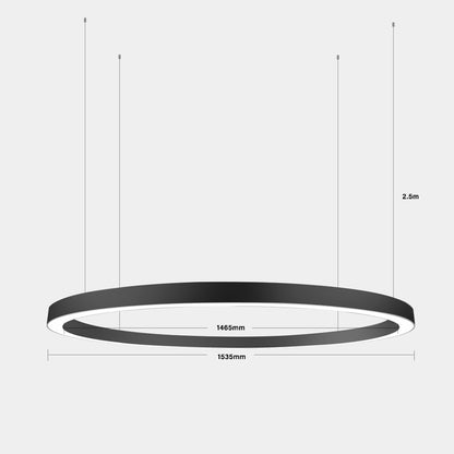 Chain GAS35 D1535 Downward / D1512 Inward Light Black Hanging Height 2500mm Circular Ring LED Linear Pendant Light (Curve Linear Option)