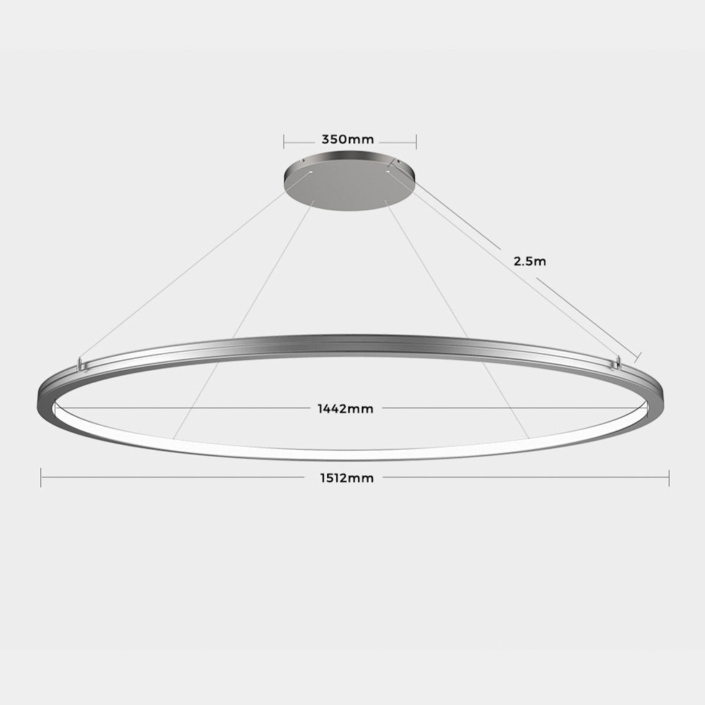 Chain GAS35 D1535 Downward / D1512 Inward Light Black Hanging Height 2500mm Circular Ring LED Linear Pendant Light (Curve Linear Option)