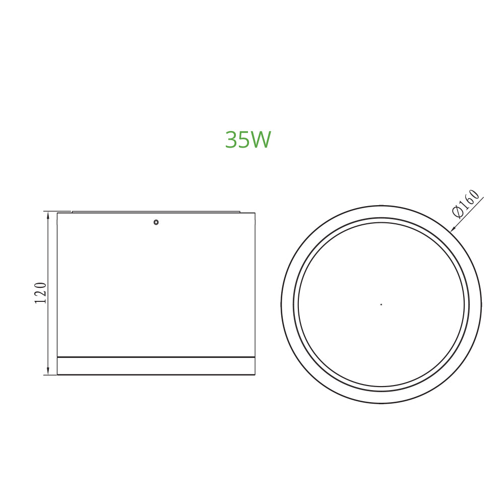 Crest 01 IP54 Black/White 35W Ø160*120mm LED Cylinder Surface Mounted Spot Light (Downlight)