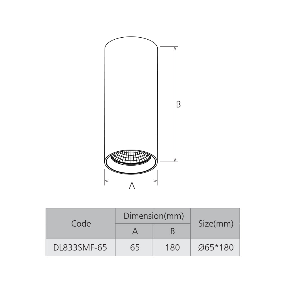 Cusp 833 Series Black/White Ø65*180mm 10W/15W LED Surface Mounted Downlight - Trio Colour Switchable