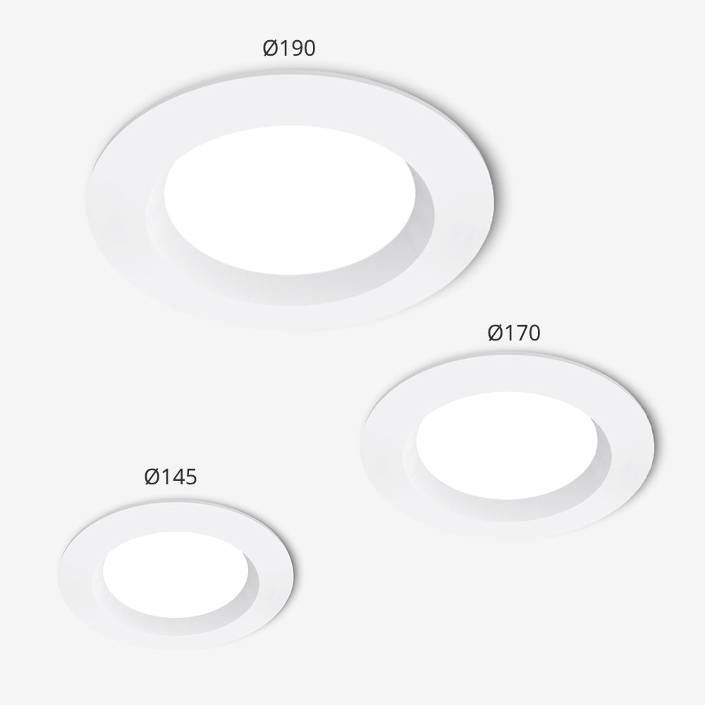 Angel Series White Ø145/170/190mm LED Recessed Downlight (3000K/4000K, Dimmable/Non-Dimmable Options)