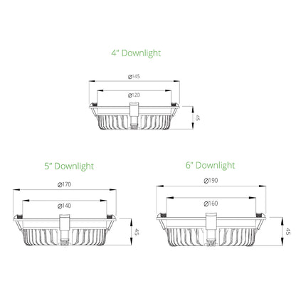 Angel Series White Ø145/170/190mm LED Recessed Downlight (3000K/4000K, Dimmable/Non-Dimmable Options)