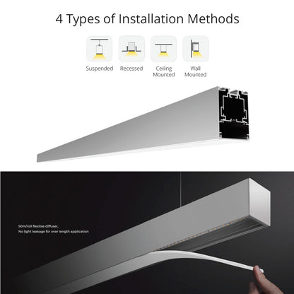 Chain GLS 5470 White 2500*54*70mm LED Linear Pendant & Surface Mounted Extrusion Light (Customised Length Option)