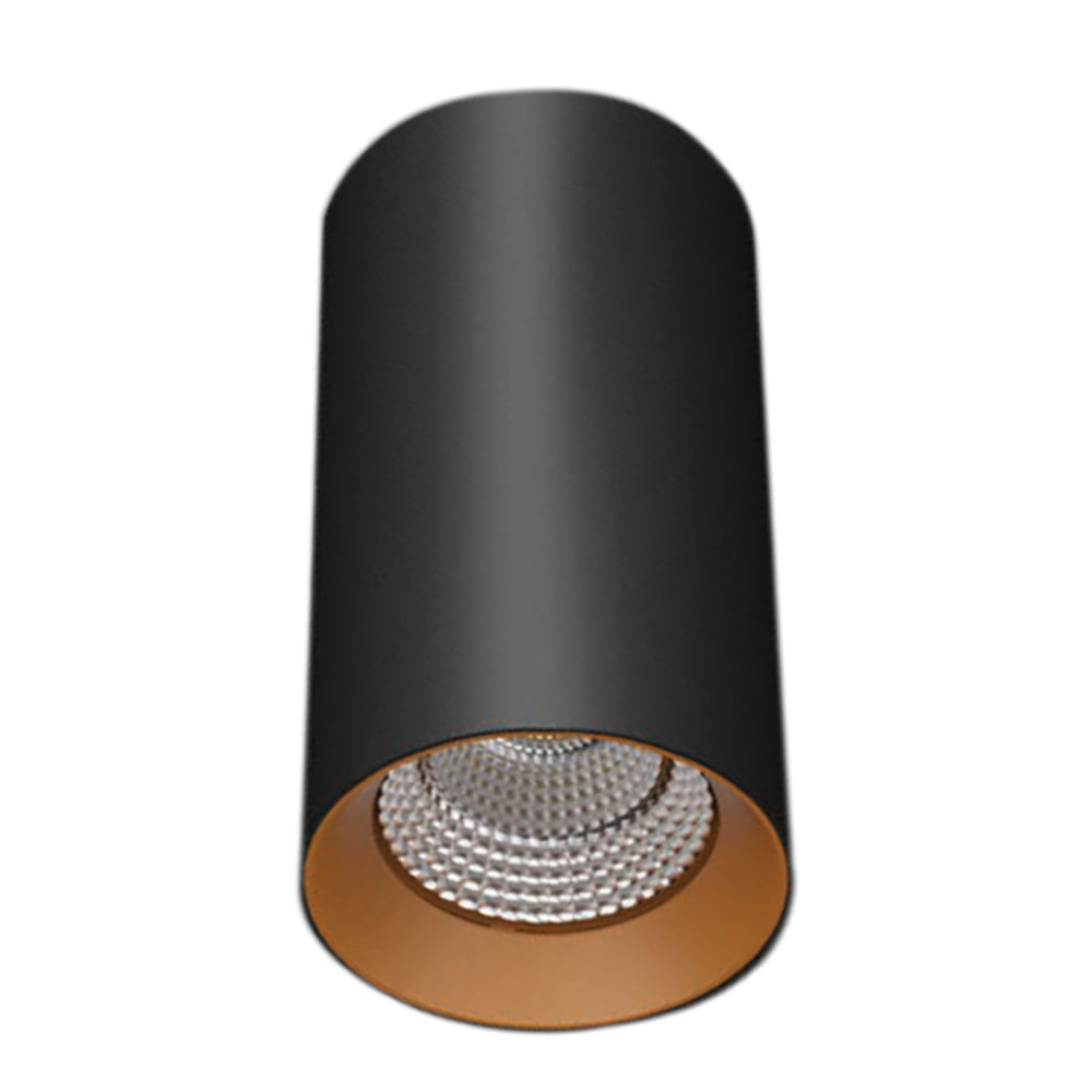 Cusp 01 Fully Black/Black with Gold Trim 10W/18W/25W LED Cylinder Surface Mounted Spot Light (Downlight)