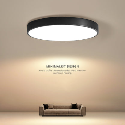 Bright Circle B Series Black Ø300/435/585/735mm LED Ceiling Mounted Light - Suspension Option (Up/Down or Downward)