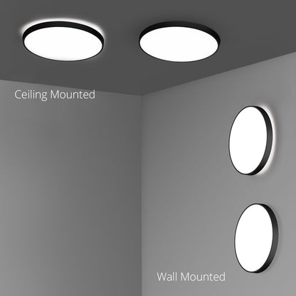 Bright Circle B Series Black Ø300/435/585/735mm LED Ceiling Mounted Light - Suspension Option (Up/Down or Downward)