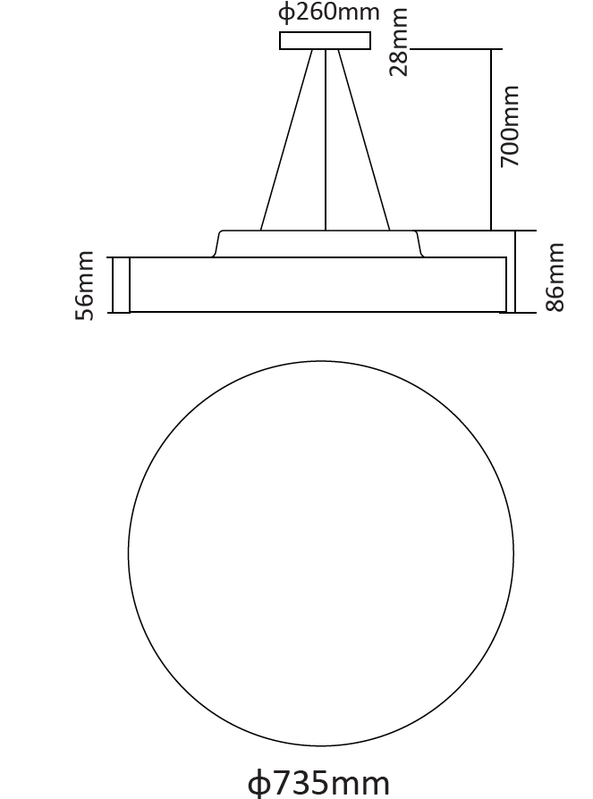 Bright Circle B Series Black Ø435/585/735mm LED Pendant Light - Up/Down or Downward