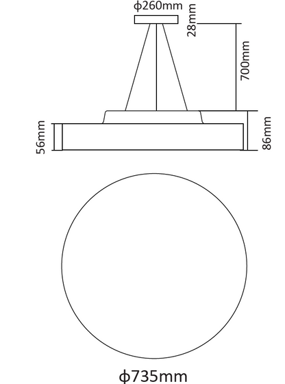 Bright Circle B Series Black Ø435/585/735mm LED Pendant Light - Up/Down or Downward