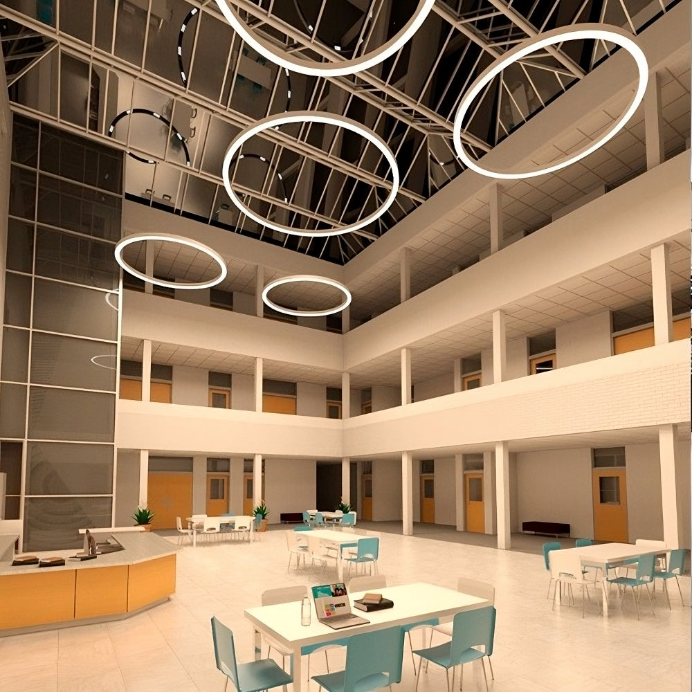 Chain GAS35 D835 White Φ835*35*35 Hanging Height 1500mm 55W Circular Ring LED Linear Pendant Light (Curve Linear Option)