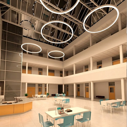 Chain GAS35 D835 White Φ835*35*35 Hanging Height 1500mm 55W Circular Ring LED Linear Pendant Light (Curve Linear Option)