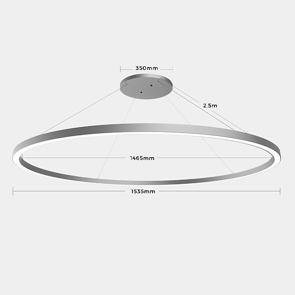 Chain GAS35 D1535 Downward / D1512 Inward Light Black Hanging Height 2500mm Circular Ring LED Linear Pendant Light (Curve Linear Option)