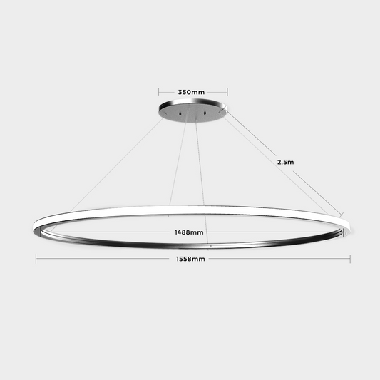 Chain GAS35 D1558 Outward Black/White Hanging Height 2500mm Circular Ring LED Linear Pendant Light (Curve Linear Option)