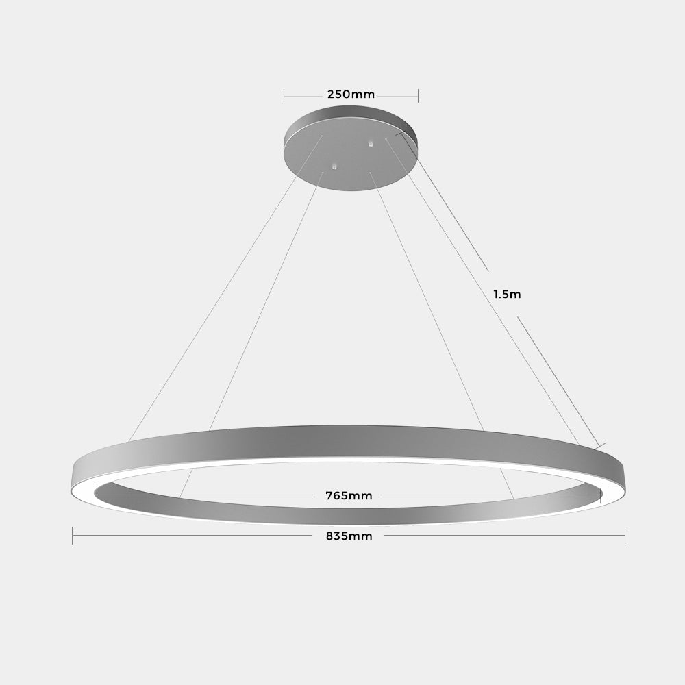 Chain GAS35 D835 Black Φ835*35*35 Hanging Height 1500mm 55W Circular Ring LED Linear Pendant Light (Curve Linear Option)