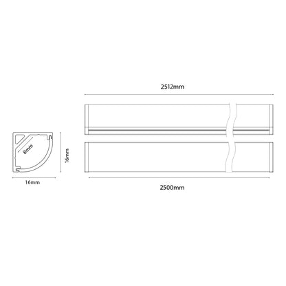 Chain Surface Mounted GLG 1616C 2500*16*16mm Furniture (Corner) Aluminium Extrusion Customised Length