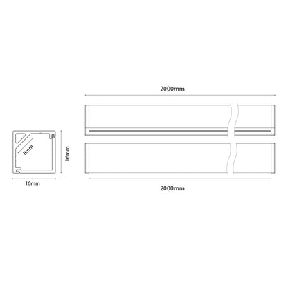 Chain Surface Mounted GLG 1616K 2000*16*16mm Furniture (Corner) Aluminium Extrusion Customised Length