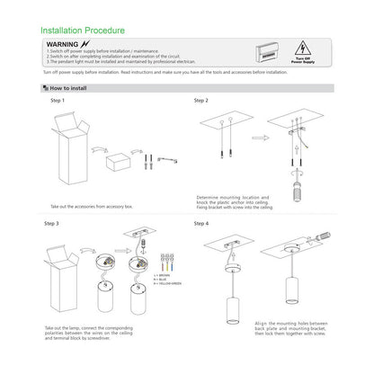 Coz 02 White 5W LED Cylinder Pendant Light