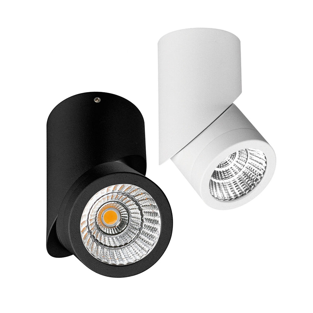 Cusp Adjustable Black/White 10W Directional LED Cylinder Surface Mounted Spot Light (Downlight)