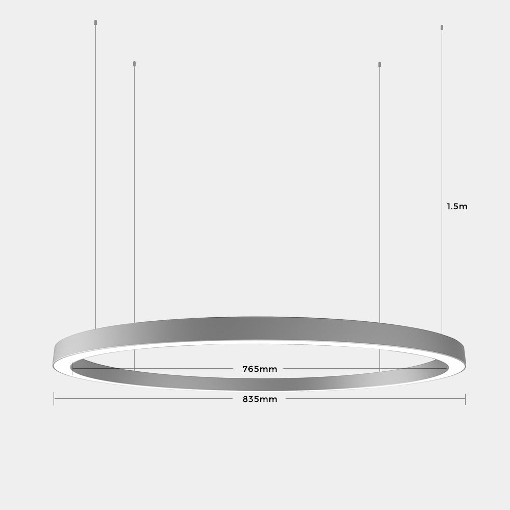 Chain GAS35 D835 Black Φ835*35*35 Hanging Height 1500mm 55W Circular Ring LED Linear Pendant Light (Curve Linear Option)