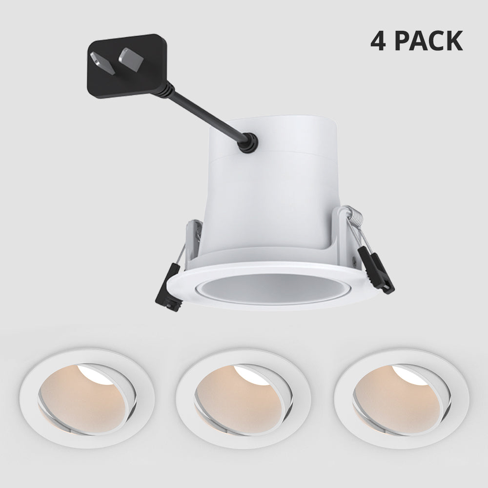 DL106 Gimbal White 10W Trio Colour Directional LED Deep Recessed Downlight (4/6/8 Units Pack Options)