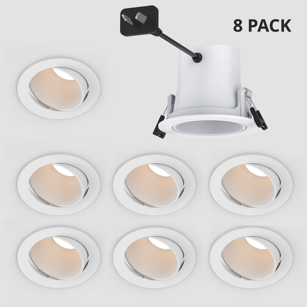 DL106 Gimbal White 10W Trio Colour Directional LED Deep Recessed Downlight (4/6/8 Units Pack Options)