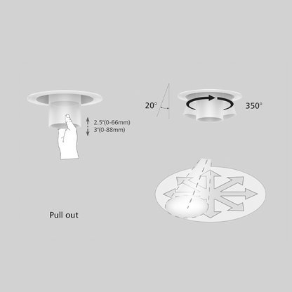 DL131 Series Adjustable Angle 10W Recessed Architectural LED Downlight Trio-Colour