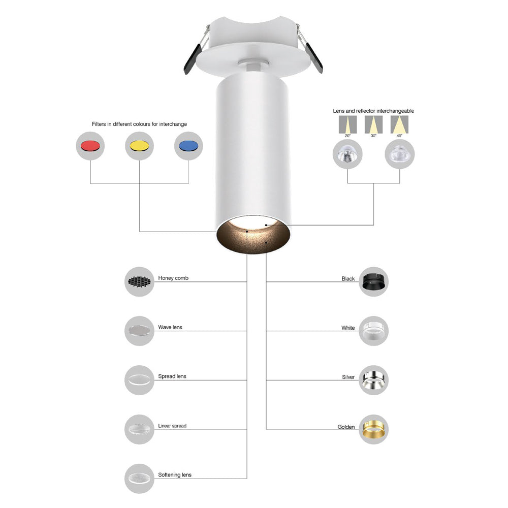 DL3012 White 10W/15W Adjustable LED Recessed Downlight