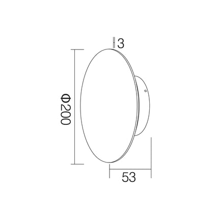 Dal R Series Outdoor IP65 Black 10W Ø200*53mm/15W Ø300*68mm Circular LED Wall Light (3000K)