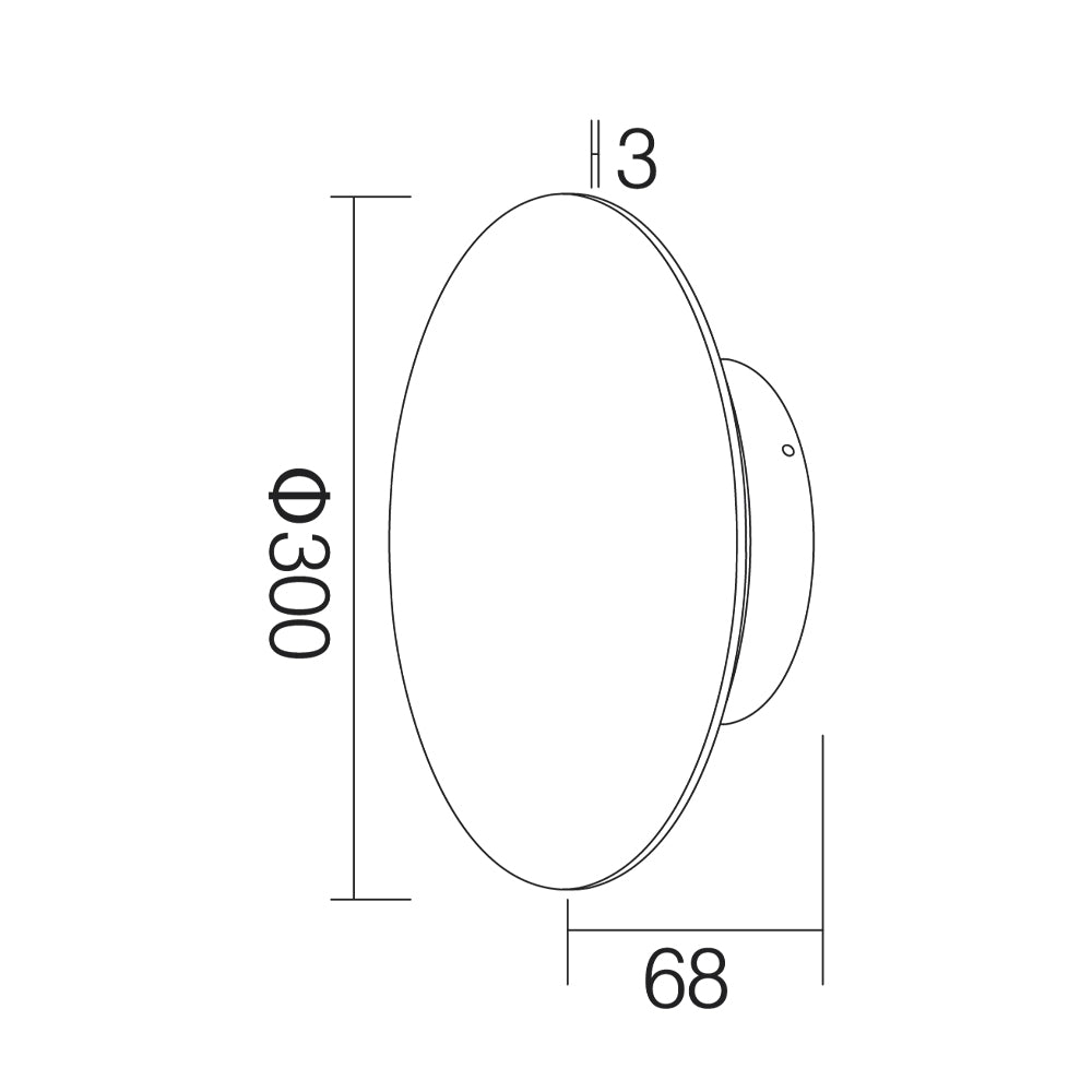 Dal R Series Outdoor IP65 Black 10W Ø200*53mm/15W Ø300*68mm Circular LED Wall Light (3000K)