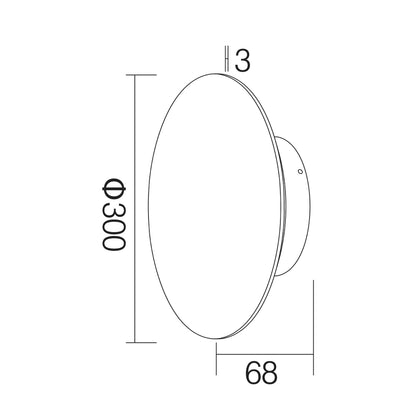 Dal R Series Outdoor IP65 Black 10W Ø200*53mm/15W Ø300*68mm Circular LED Wall Light (3000K)