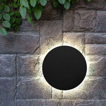 Dal R Series Outdoor IP65 Black 10W Ø200*53mm/15W Ø300*68mm Circular LED Wall Light (3000K)