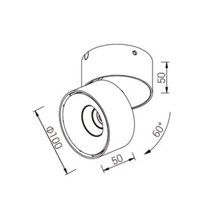 Dolux 01 Black/White 12W Ø100*100mm Directional LED Surface Mounted Spot Light (Downlight)