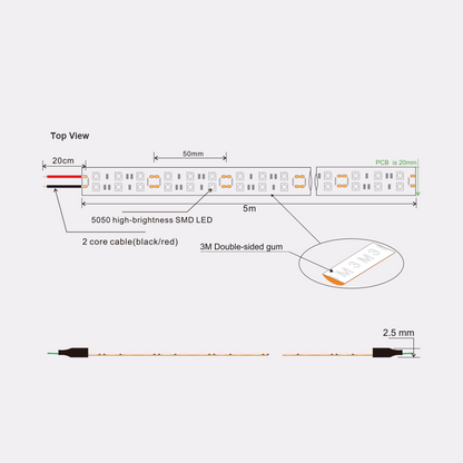 Flexi 20D LED Strip Light 29W/m 5m/Reel IP20 24V DC 3000K 960lm/m