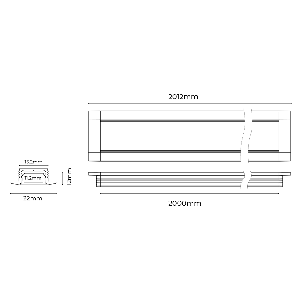 Chain Recessed GLE 2212 2012*22*12mm Furniture Aluminium Extrusion for Cabinets and Wardrobes (Customised Length)