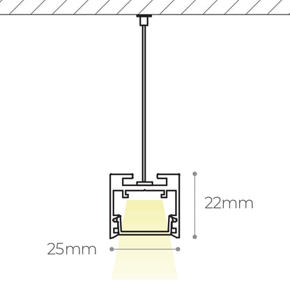 Chain GLS25 Slimline Silver 1500/1800/2400mm LED Linear Pendant Light