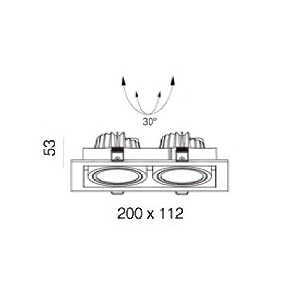 Jupiter 02 Twin Gimbal 2*7W 200*112*53mm Cutout: 180*97mm LED Recessed Downlight