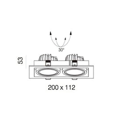 Jupiter 02 Twin Gimbal 2*7W 200*112*53mm Cutout: 180*97mm LED Recessed Downlight