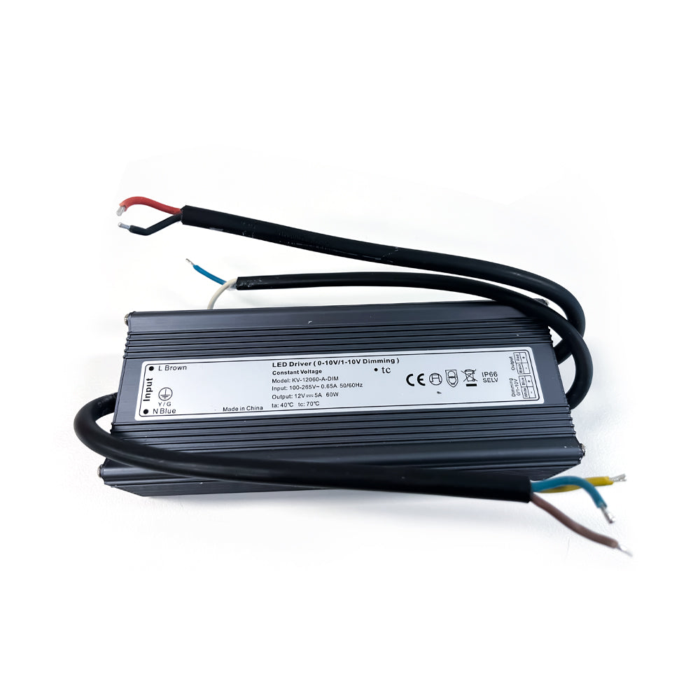 60W IP66 Weatherproof 1-10V Dimmable LED Driver 200*68*41mm Constant Voltage 12V DC