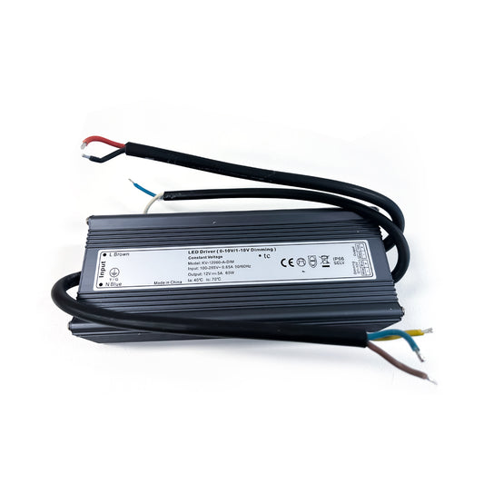 60W IP66 Weatherproof 1-10V Dimmable LED Driver 200*68*41mm Constant Voltage 12V DC