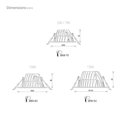 Lucci 7W/10W/15W Ø80/90/105mm Recessed High CRI90 Architectural LED Downlight