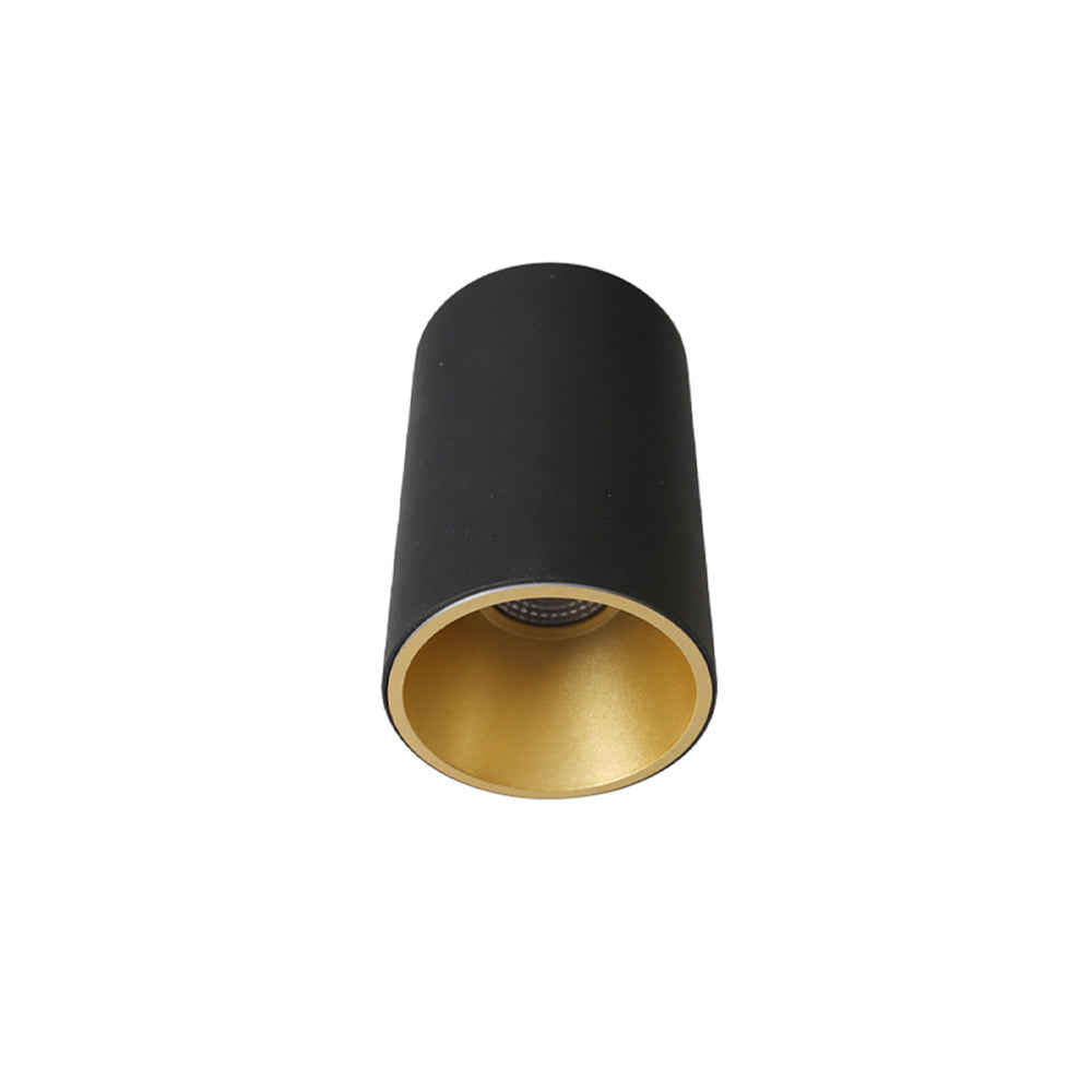 Lumi F Black/White with Gold Trim 11W Ø90*140mm LED Cylinder Surface Mounted Spot Light (Downlight)