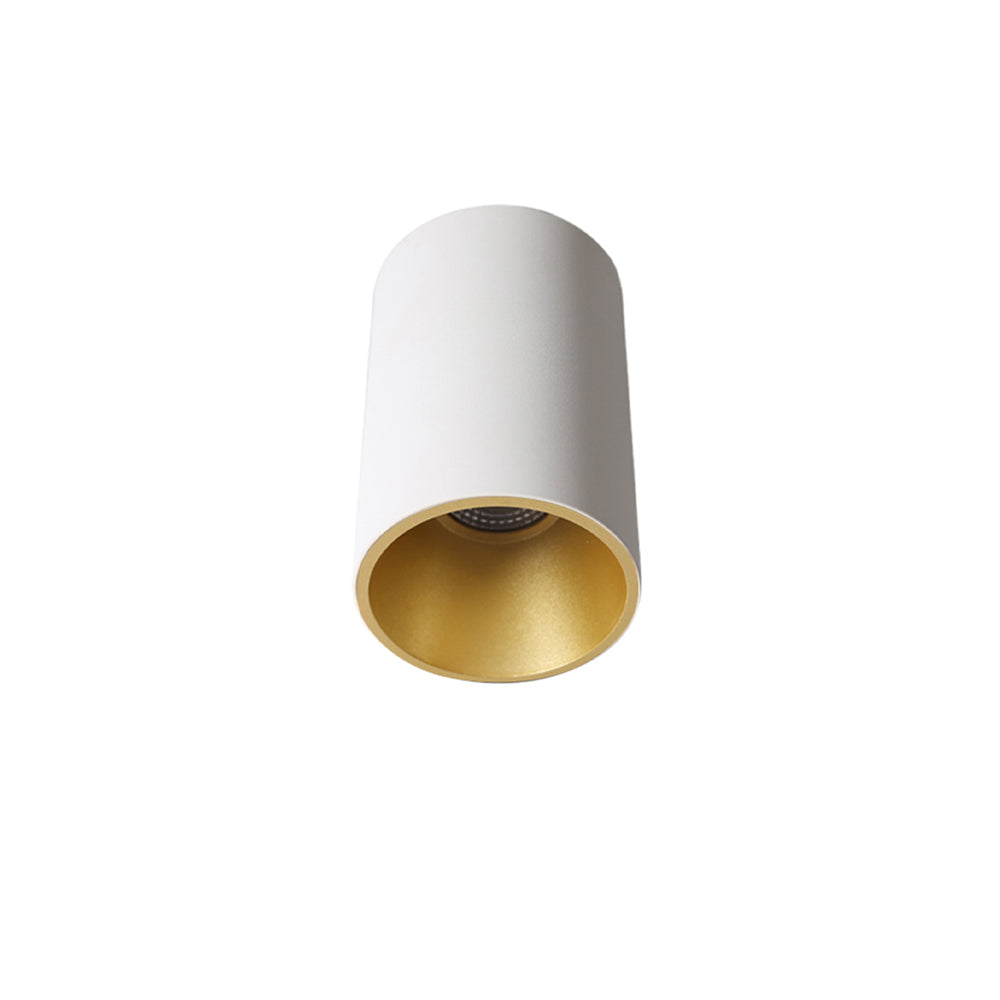 Lumi F Black/White with Gold Trim 11W Ø90*140mm LED Cylinder Surface Mounted Spot Light (Downlight)