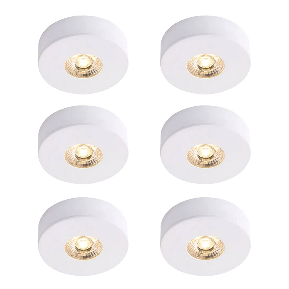 Mini Cabinet Series White Ø40*18mm 2W LED Surface Mounted Downlight (6pcs/Pack x 1 Driver)