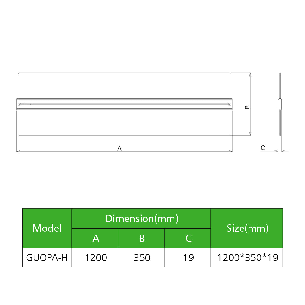 Opal PL-H Series White (Transparent) 1200*350*19mm Up/Down 2*20W LED Pendant Light 360°