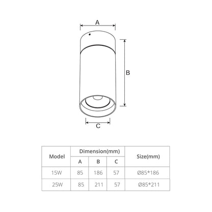 ROLL-L Black/White 15W/25W Directional LED Surface Mounted Spot Light (Downlight)