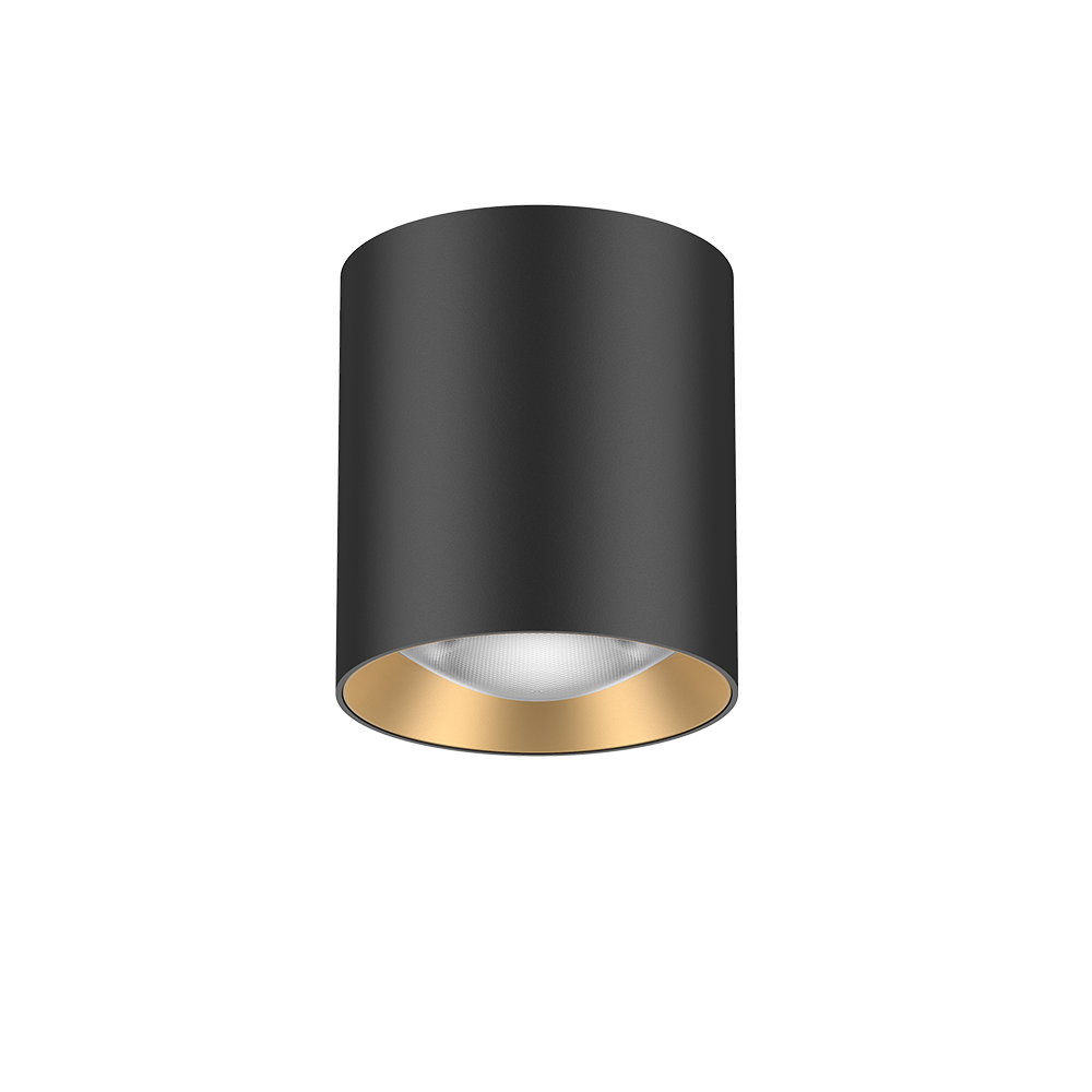 SD90 Black/Black with Gold Trim 10W Ø90*H100mm LED Cylinder Surface Mounted Spot Light (Downlight)