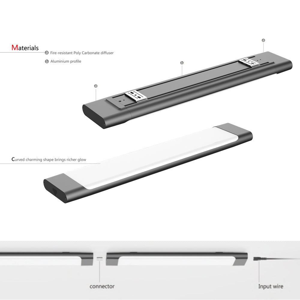 Slim 02 Batten Black 600/900/1200mm LED Ceiling Mounted & Suspension Light