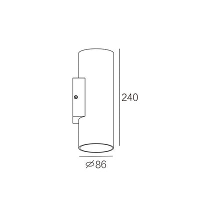 Tub RO Series IP54 Black/White 2*7W Ø86*240mm Up & Down LED Wall Light (Indoor & Outdoor Undercover Areas)