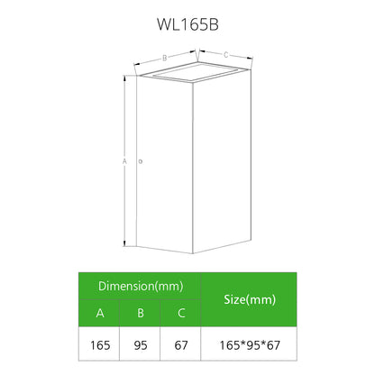 WL165B Retangle Outdoor IP65 Black Downward/Up&Down 95*67*165mm LED Wall Light (3000K)